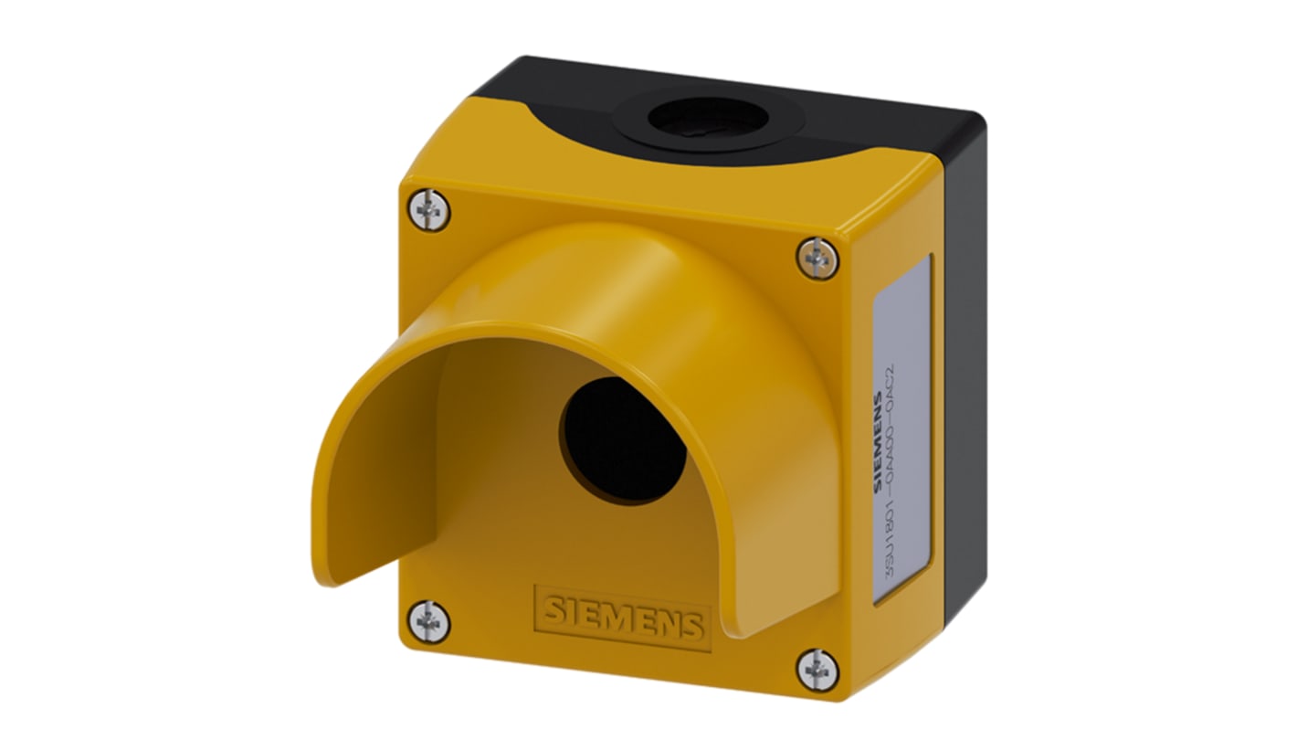 Contenitore giallo per pulsante Siemens 3SU1801-0AA00-0AC2 - Protezione IP66/IP67/IP69 - 85x85x112.5mm - Ideale per ambienti industriali