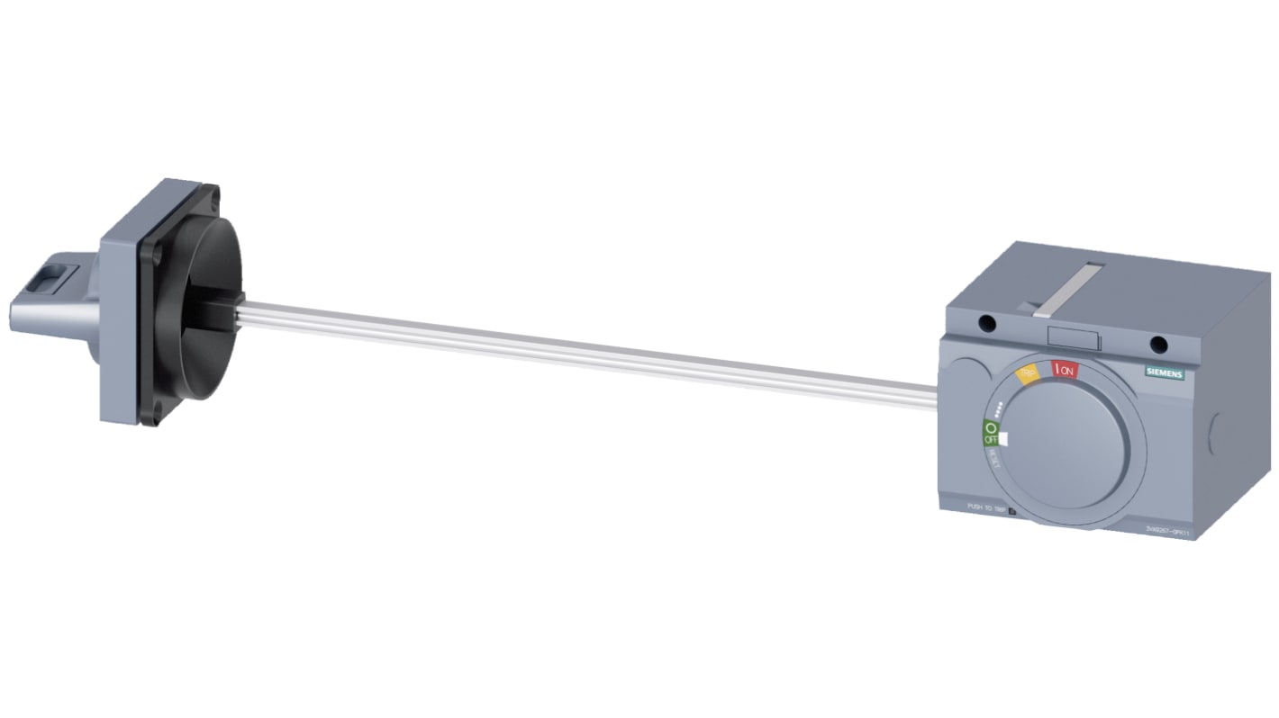 Kit meccanismo maniglie Siemens 3VA9267-0PK11 per operatore rotante e arresto d'emergenza, compatibile con 3VA2. Montaggio laterale e frontale.