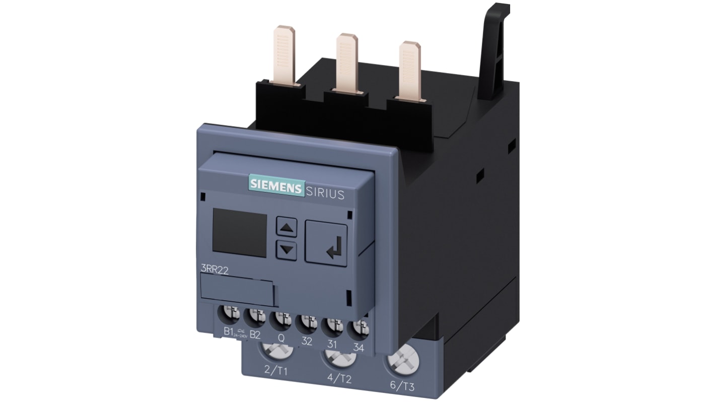 Relè di monitoraggio Siemens 3RR2243-1FW30, per corrente motori, 24-240 V, contatto SPCO, dimensioni 111.3 x 55 mm.