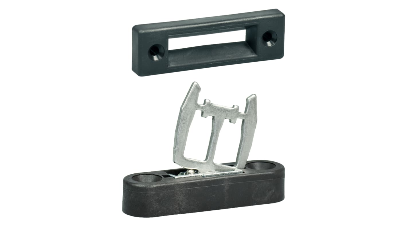 Attuatore Schmersal AZM 161-B6-2177 per interruttore di interblocco di sicurezza a solenoide, dimensioni 130 x 114 x 30 mm, con 6 contatti e rilascio manuale.