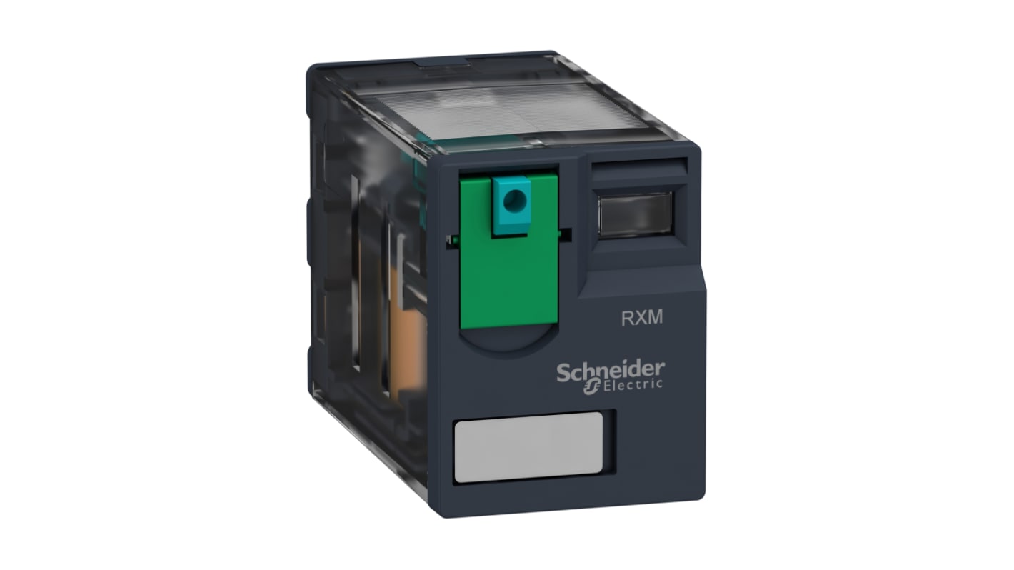 Relè senza blocco Schneider Electric RXM4AB1BD, 4 poli, 8A commutazione - Serie Zelio RXM - Ideale per macchinari industriali, con protezione IP40. Ampio intervallo di temperature operative.