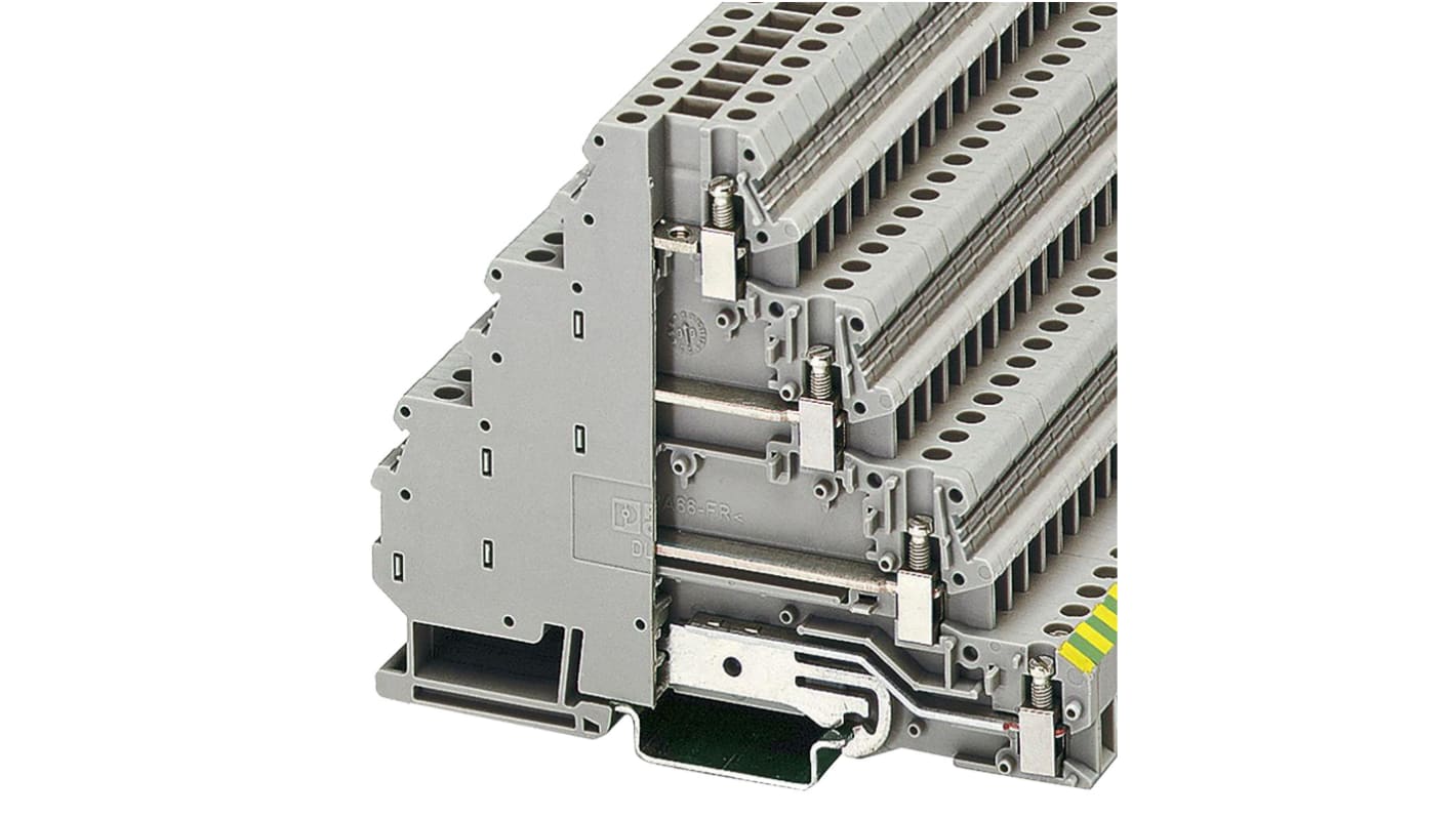 Morsetto per guida DIN Phoenix Contact 3011999, 4 livelli, sezione 0,2-6 mm², AWG 24-10, connessione a vite, larghezza 6,2 mm, grigio - Ideale per terminali motore.