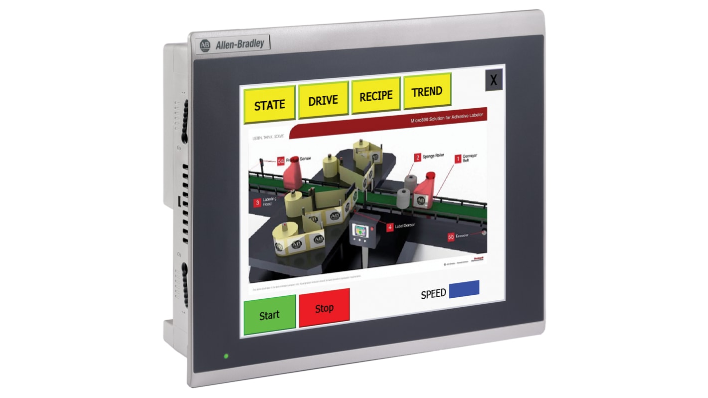 Allen Bradley 2711R-T10T, display HMI touch screen PanelView 800, 10 pollici, risoluzione 800 x 600 pixel, IP65.