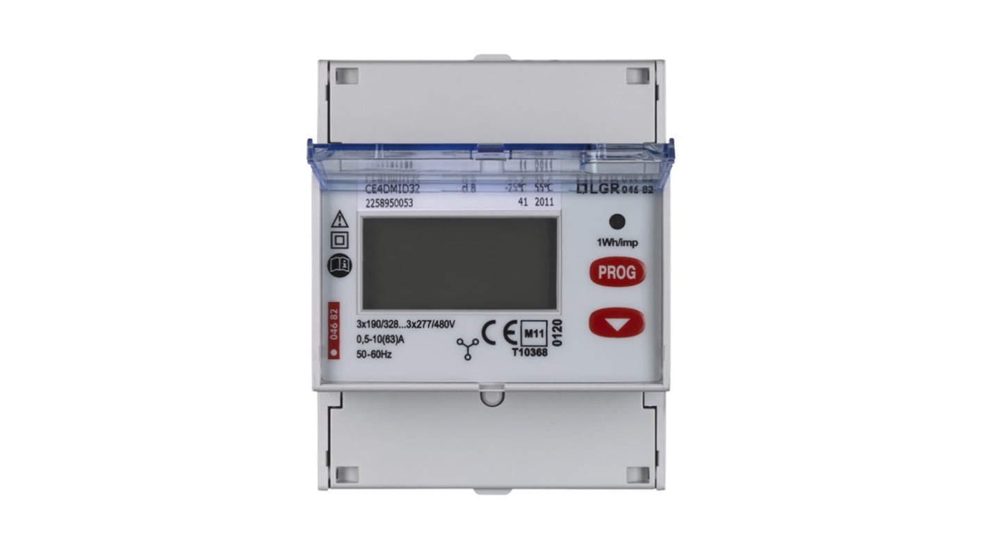 Legrand 0 046 82, contatore di energia trifase EMDX con display LCD, misura energia attiva e reattiva fino a 99999,99 kWh.