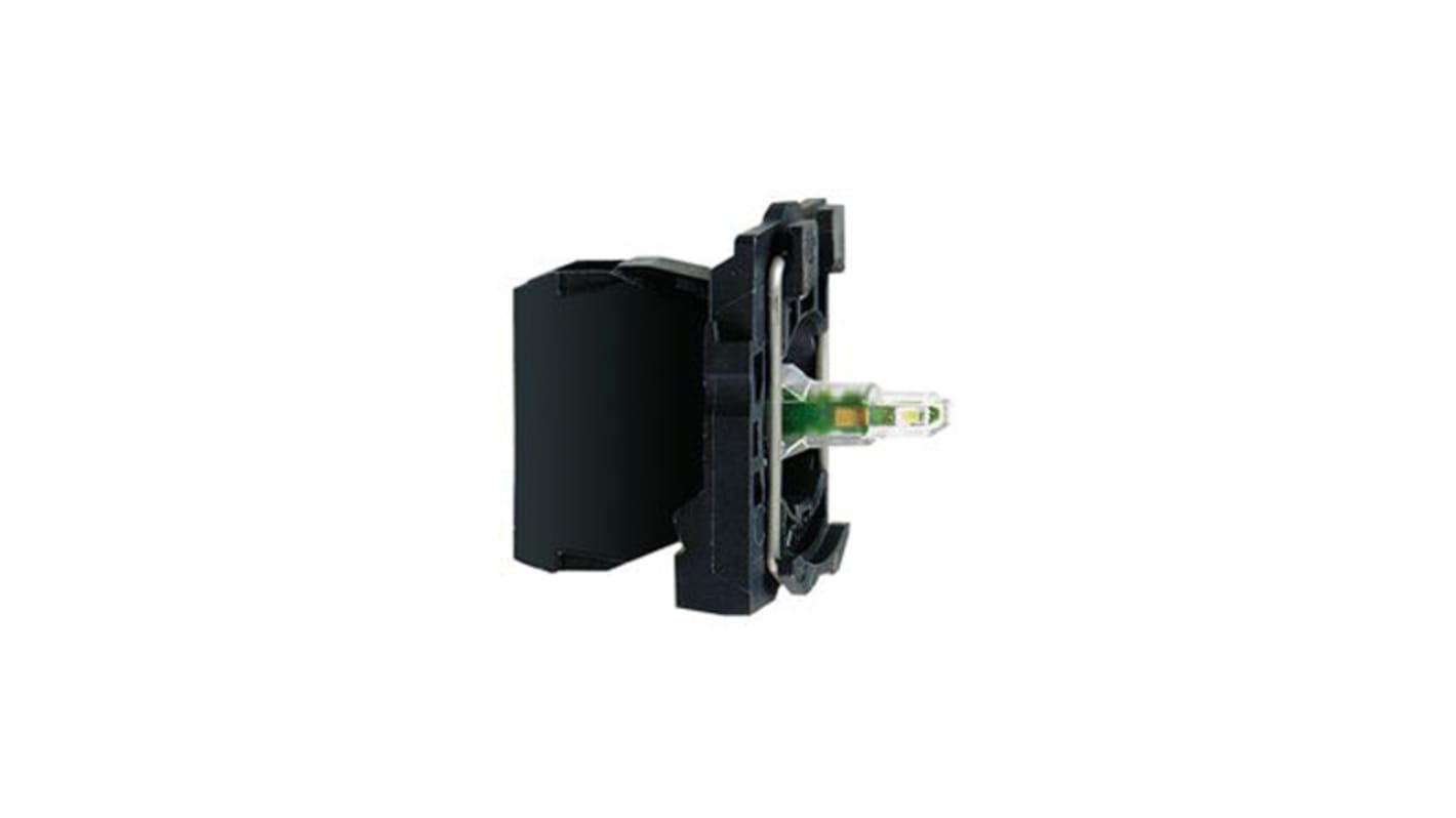 Blocco contatti LED universale Schneider Electric ZB5AVBG1, compatibile con lampadina BA9, montaggio a morsetto a vite.
