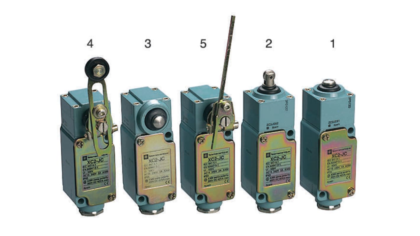 Interruttore di fine corsa Telemecanique Sensors XC2JC161, configurazione NO/NC, custodia metallica, grado di protezione IP65.