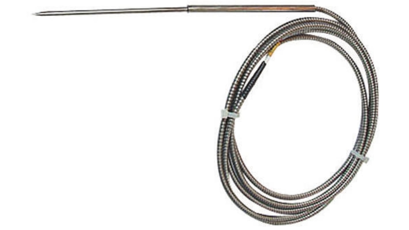 Sensore di temperatura Jumo PT100, 150mm, 5mm, classe B, 3 fili, acciaio INOX 316, cavo PTFE 3m, -50°C/+260°C. Codice 902350/34-386-2001-1-5-150-2-04-3100/317.