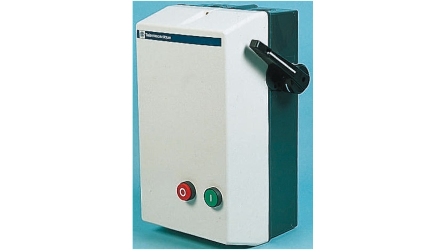Schneider Electric LE4D12V7, starter DOL automatico 7,5 kW, 500 V, grado di protezione IP657, dimensioni 330x186x175,5 mm, contenitore plastica/metallo.