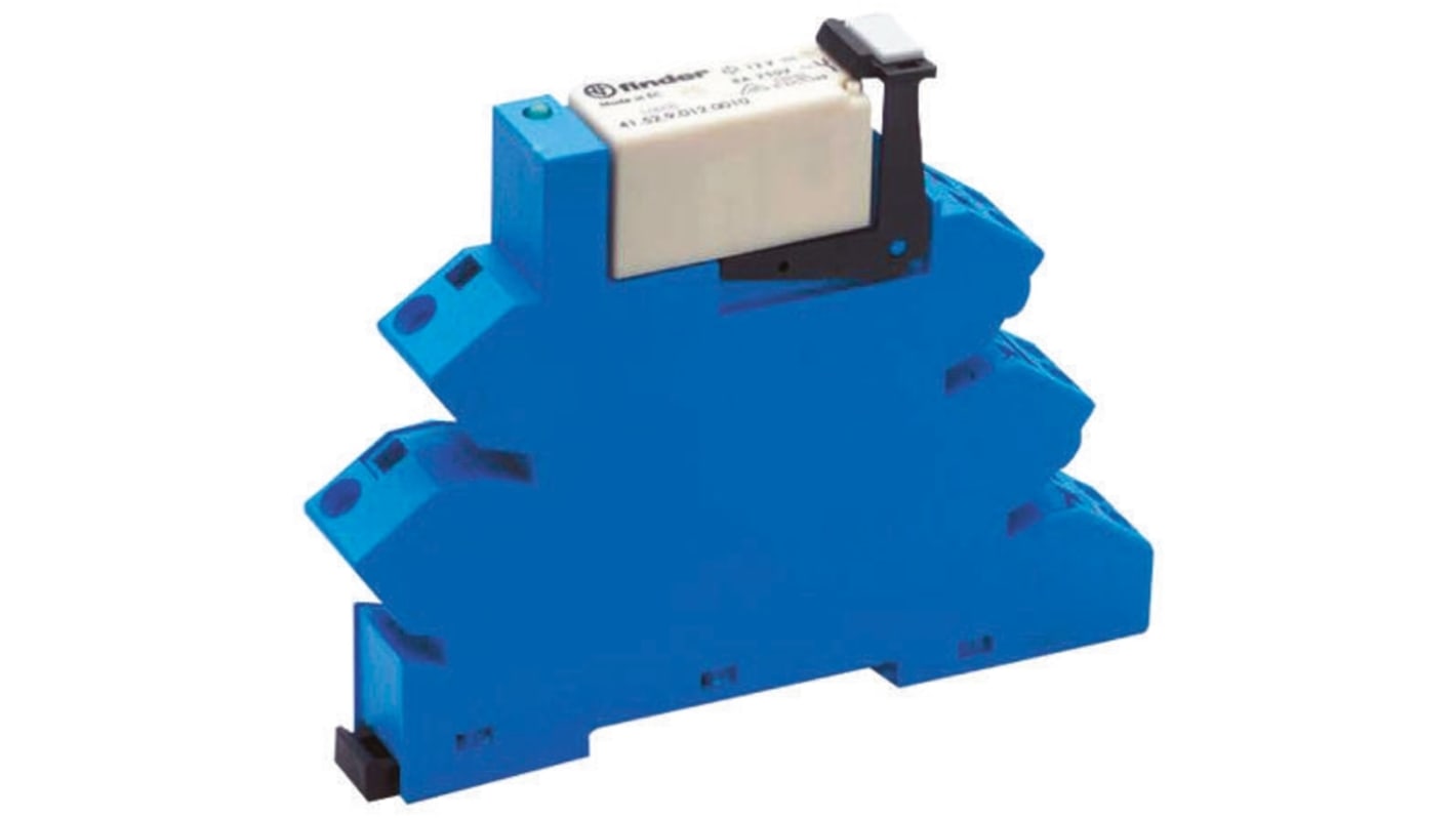 Finder 38.62.0.240.0060, relè d'interfaccia DPDT per guida DIN, 230V, dimensioni 93 x 14 x 77.1 mm.