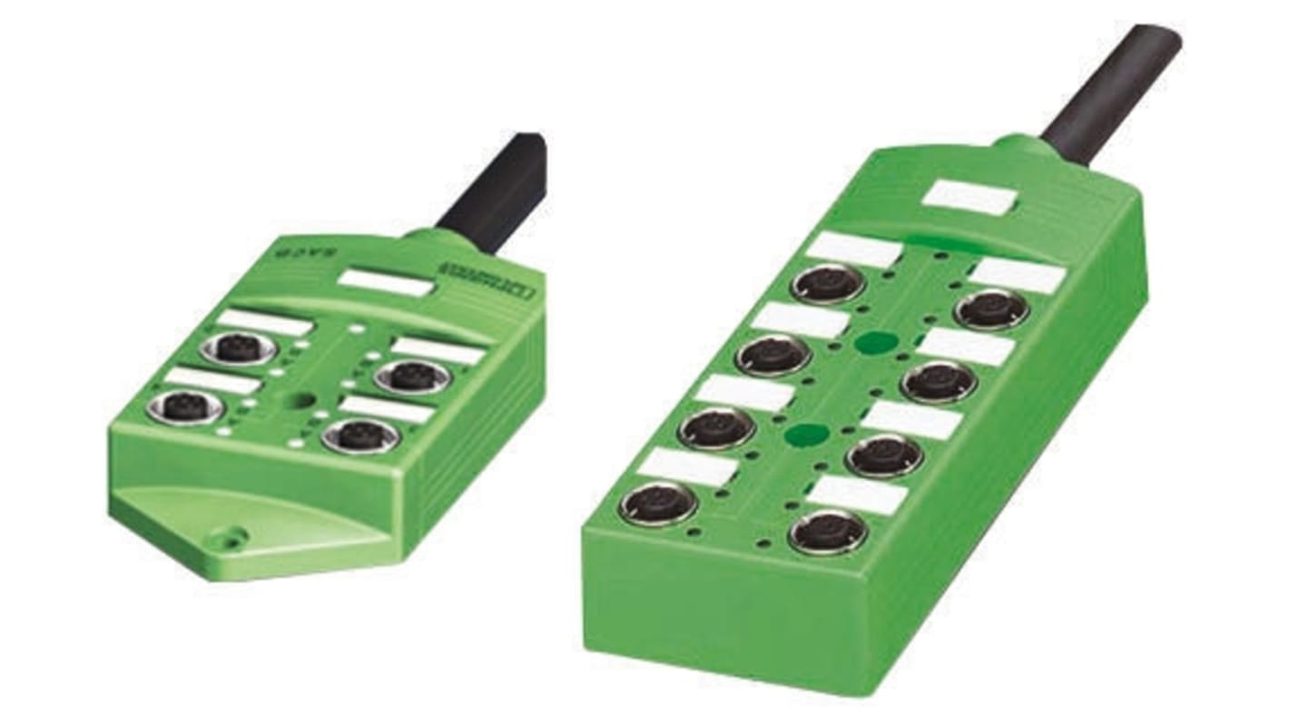 Scatola sensore Phoenix Contact 1517178, 8 porte M12, custodia PBT, cavo 10m, numero di vie 4, serie SACB.