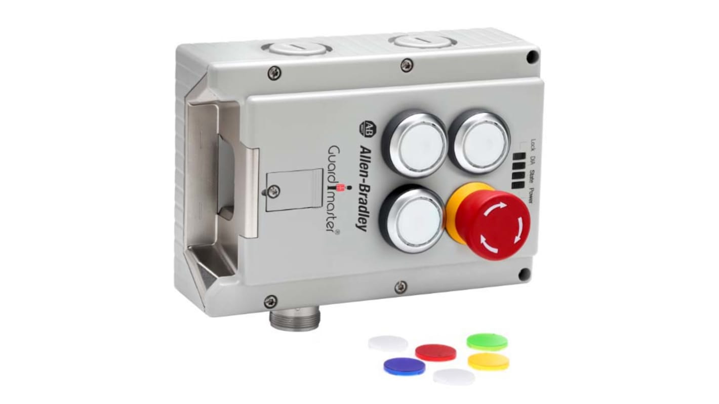 Interruttore di interblocco a solenoide Allen Bradley Guardmaster 442G-MABR-ULM-C04, con attuatore RFID e protezione IP65. Dimensioni 285.3mm x 114mm x 174mm.