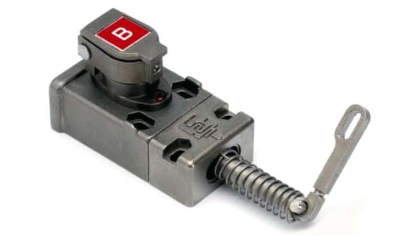 Interruttore di interblocco Allen Bradley Guardmaster 440T-MSALE100I con attuatore a leva e chiave bloccata per sicurezza industriale.