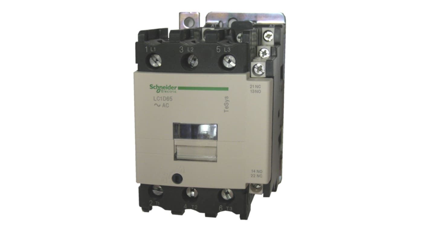 Contattore Schneider Electric LC1D65BD, 3 poli, 3 NO, 65 A, bobina 24 V c.c., tensione contatto 600 V c.a.