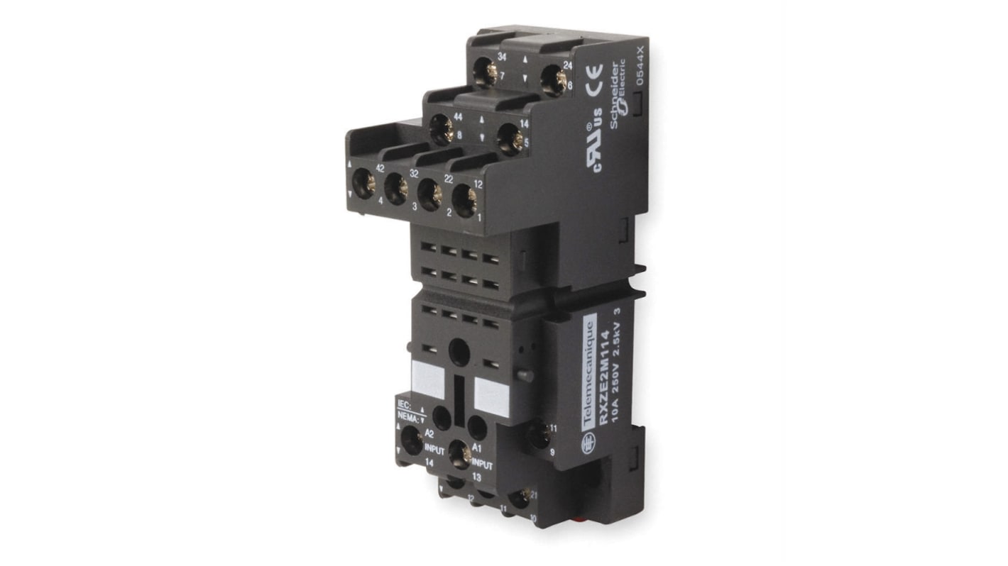 Connettore femmina relè a innesto Schneider Electric RXZE2M114, 14 contatti, 10A - Serie RXZ. Ideale per automazione industriale.