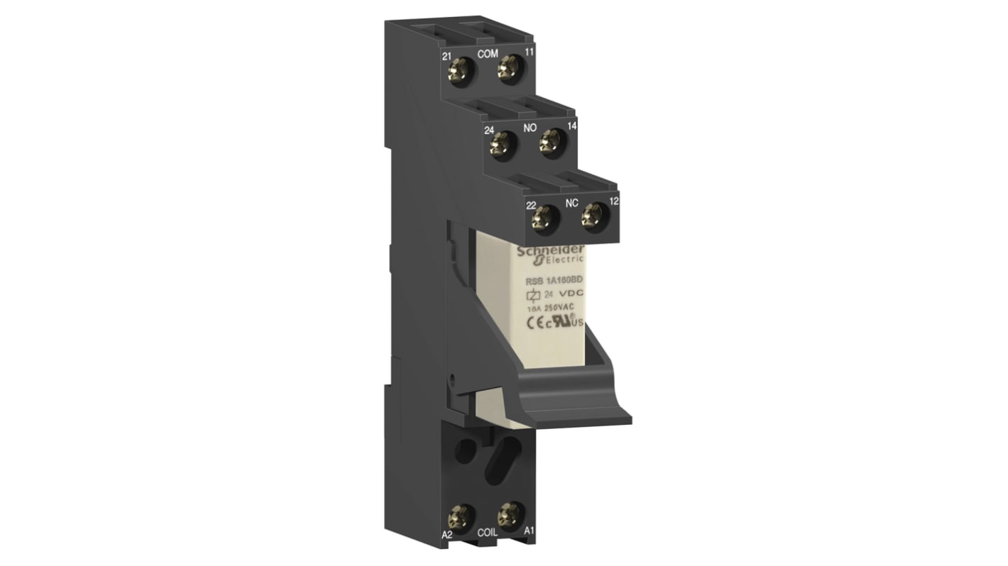 Zoccolo per relè Harmony Relay RSB Schneider Electric RSZE1S48M, corrente 10A, protezione IP20. Ideale per pannelli di controllo e automazione industriale.