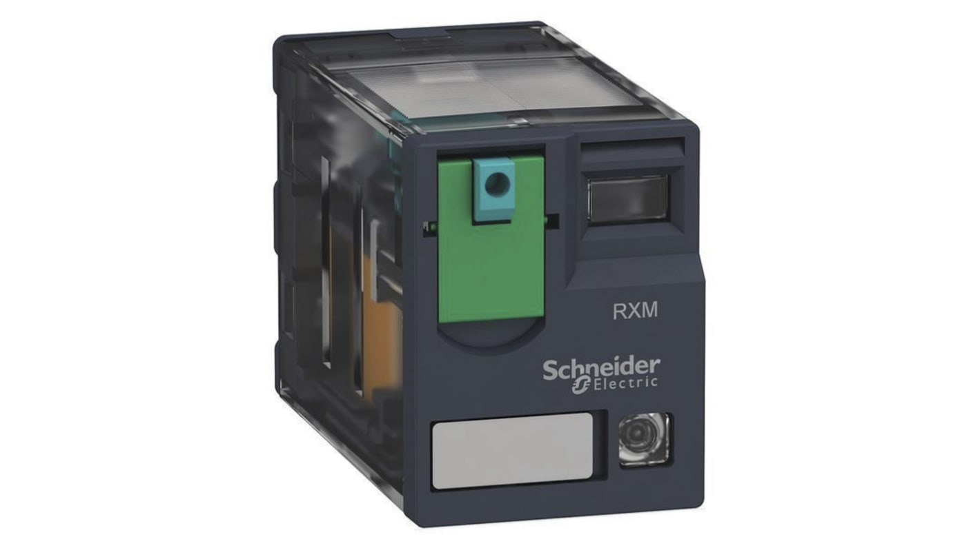 Relè miniaturizzato Schneider Electric RXM4GB2BD, 4PDT, 24V cc, LED integrato. Ideale per applicazioni industriali. Resistente e facile da installare.