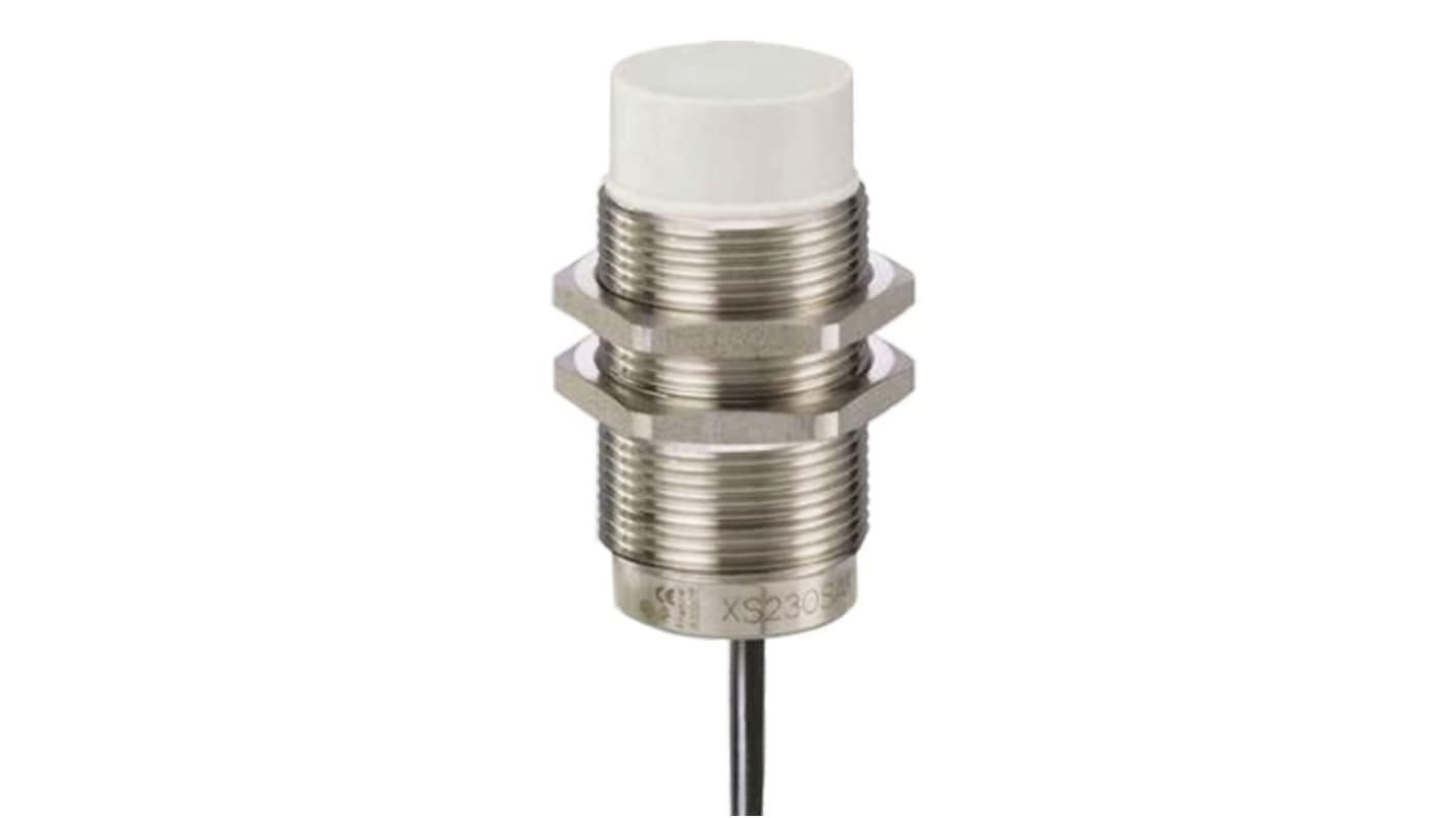 Sensore di prossimità cilindrico PNP Telemecanique Sensors XS230SAPAL2, M30, rilevamento 22 mm, IP69K, acciaio inox.