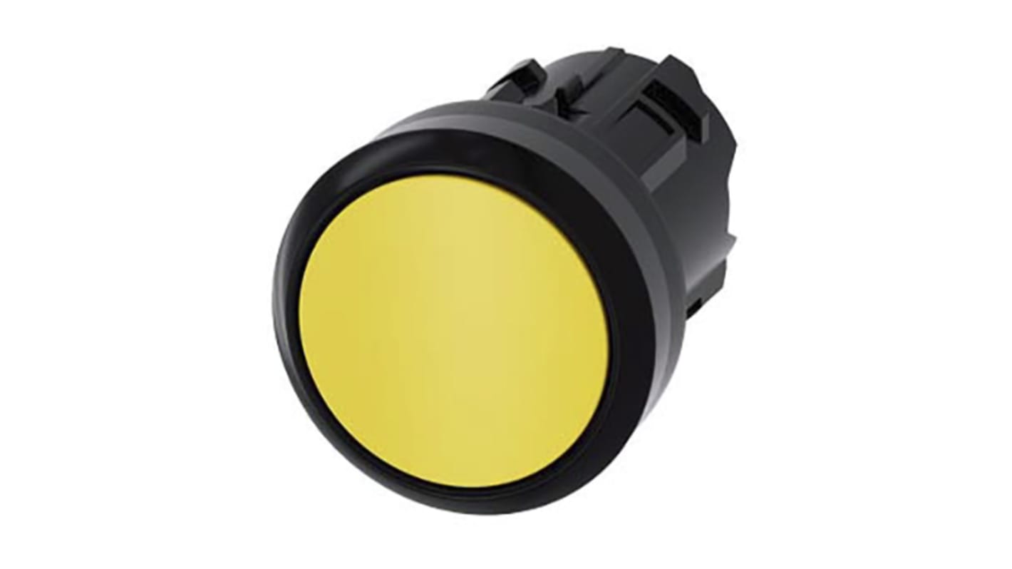 Attuatore pulsante giallo Siemens 3SU1000-0AB30-0AA0, Serie SIRIUS ACT. Teste per pulsante da 22 mm, IP69K.