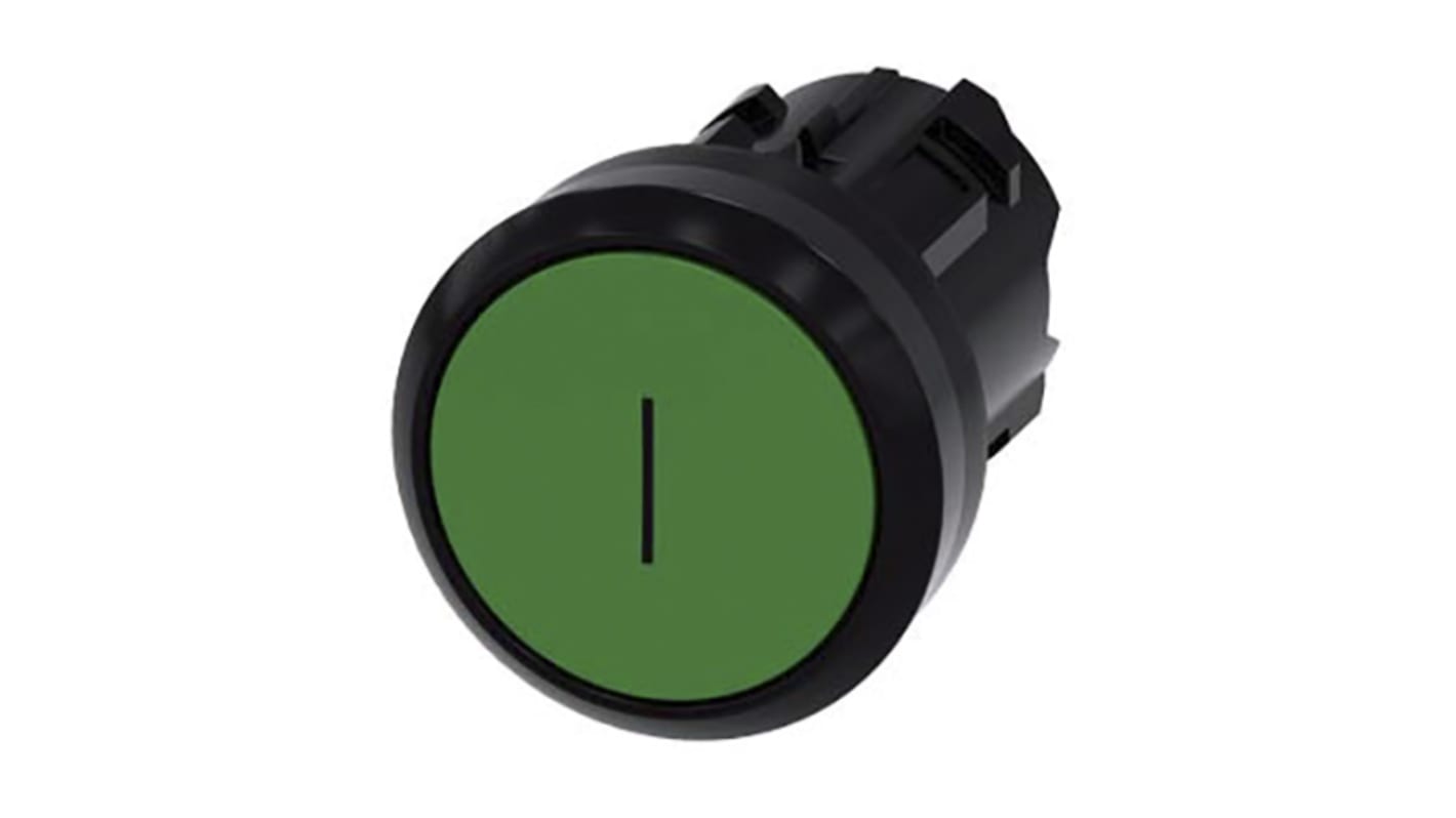 Attuatore pulsante instabile 3SU1000-0AB40-0AC0 Siemens SIRIUS ACT, verde. Robusto IP69K, plastica di alta qualità. Facile installazione per ambienti estremi. Standard IEC.