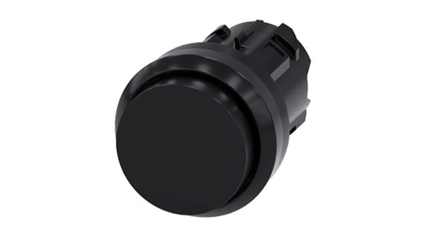 Attuatore pulsante instabile Siemens SIRIUS ACT, diametro foro 22 mm, colore nero, protezione IP66/IP67/IP69K, montaggio senza utensili.