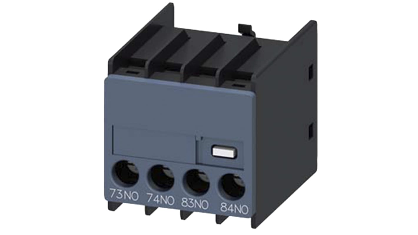 Siemens 3RH2911-1MA20, modulo contatti ausiliari 2 NO, montaggio a innesto, corrente 6 A, tensione 690 V.