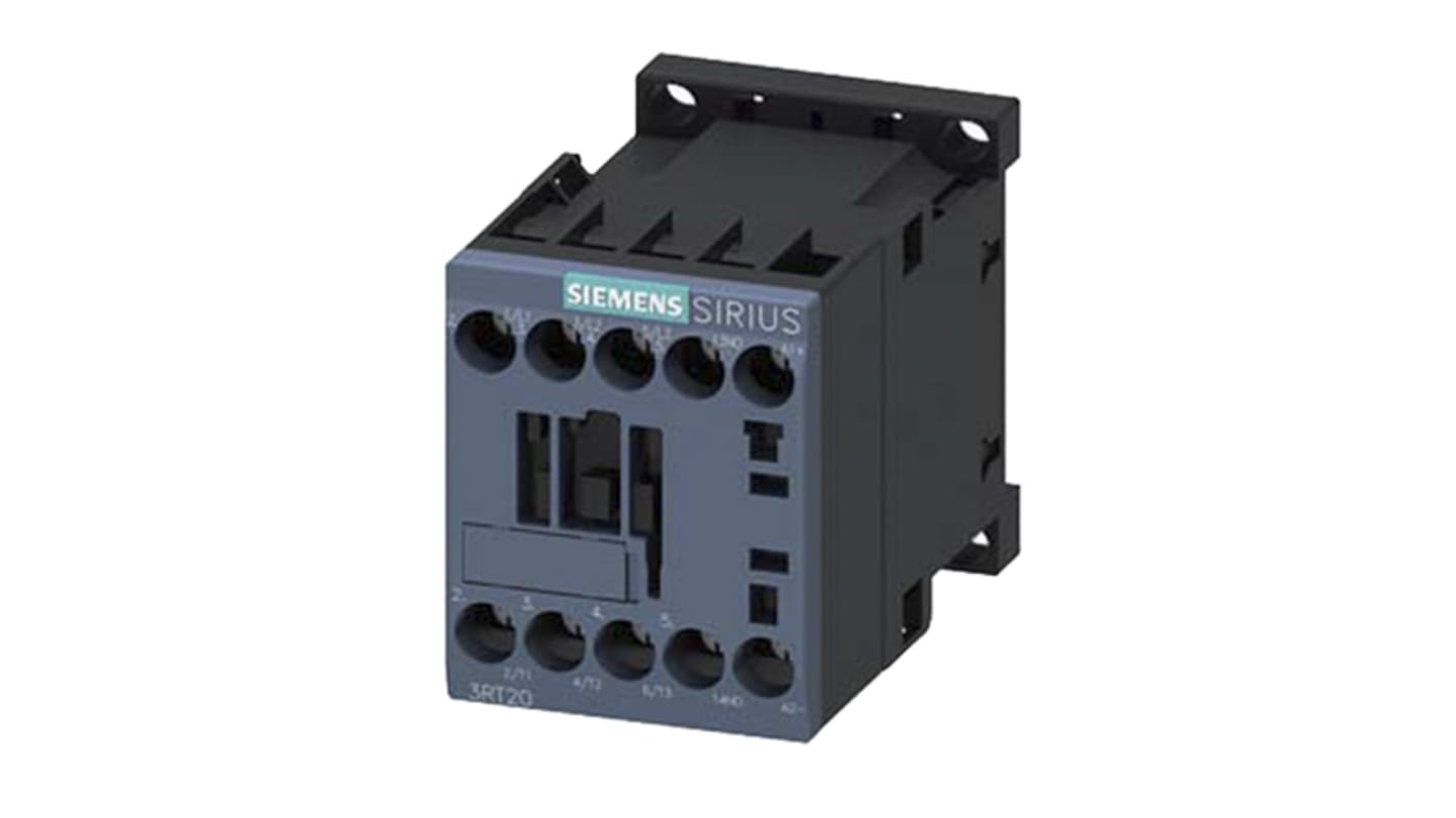 Relè di controllo Siemens 3RT2016-1JB41, 3 contatti NO, montaggio su guida DIN, tensione 24 V c.c., dimensioni 73 mm x 57.5 mm x 45 mm.