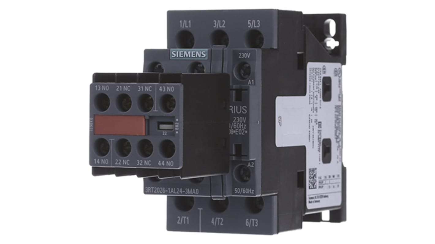 Siemens 3RT2026-1AL24-3MA0, relè di controllo 3 NO, montaggio su guida DIN, 140.7 mm x 45 mm x 85 mm, tensione 230 V c.a.
