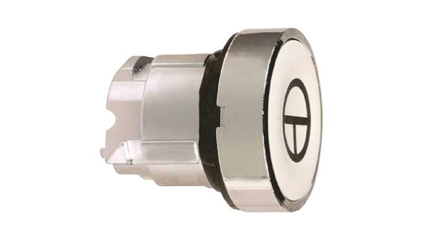 Attuatore pulsante rotondo bianco Schneider Electric ZB4BA145, diametro 22mm, protezione IP66/IP67/IP69K, temperatura -40/+70°C.