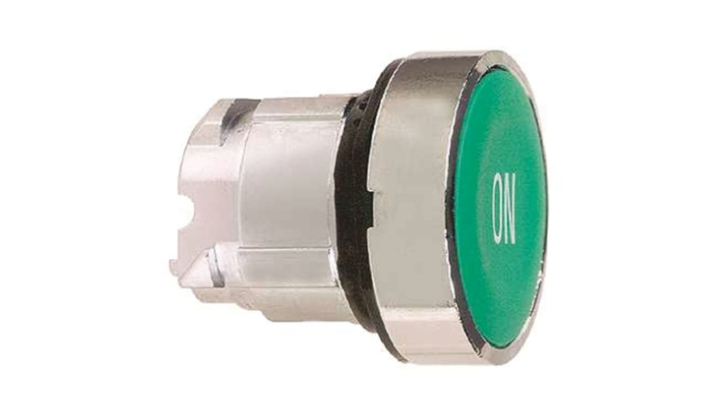 Attuatore pulsante rotondo verde Schneider Electric ZB4BA341, ritorno a molla, diametro 22mm, protezione IP66/IP67/IP69K.