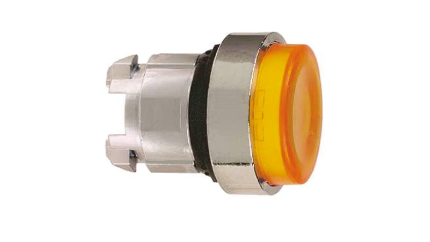 Attuatore pulsante Mantenuto Schneider Electric ZB4BH53, testa rotonda arancione, diametro 22mm, illuminato, IP67/IP69K.