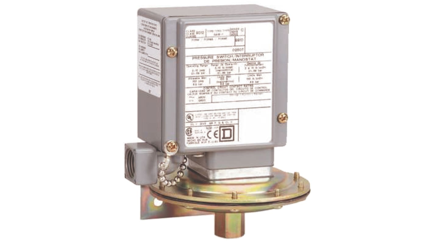 Pressostato differenziale Telemecanique Sensors 9012GCW3, max 1260psi, acciaio inox, NPT 1/4, -40 a +120 gradi.