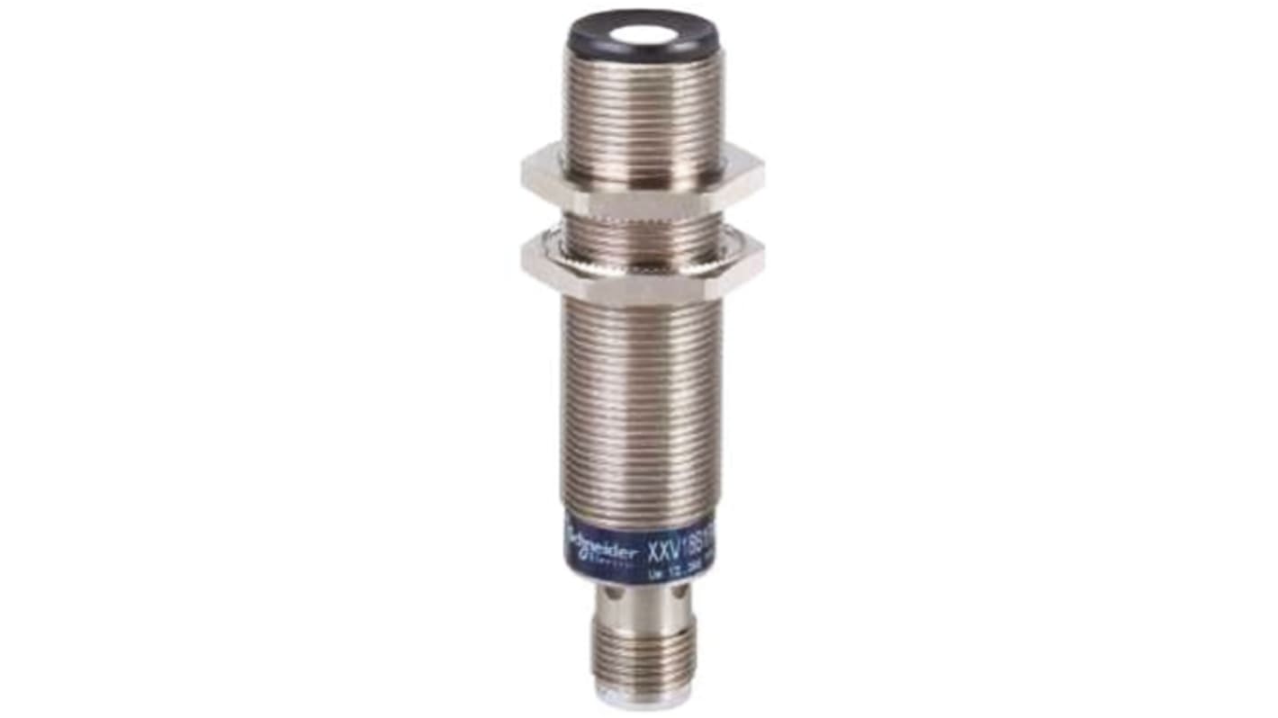 Sensore di prossimità cilindrico NPN Telemecanique Sensors XXV18B1NAM12, rilevamento 3-50 mm, IP67, M12 a 4 pin.