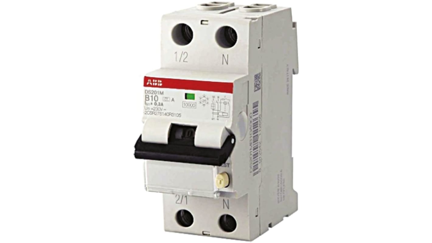 Interruttore differenziale ABB 1P+N, 6A, 30mA, montaggio su guida DIN, gamma System Pro M Compact.
