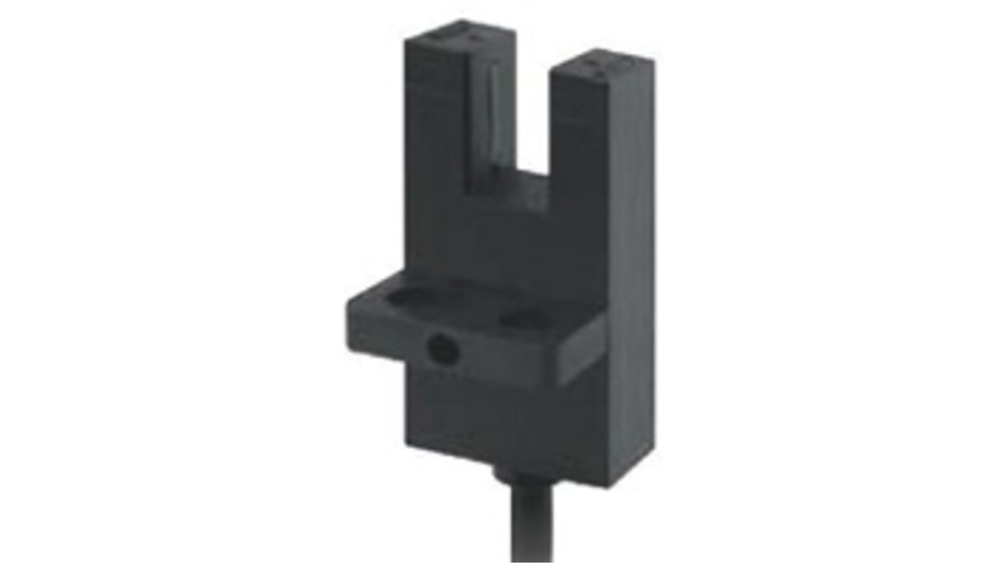 Sensore fotoelettrico a forcella Omron EE-SX673-WR 1M, rilevamento 5 mm, uscita NPN, grado di protezione IP50.