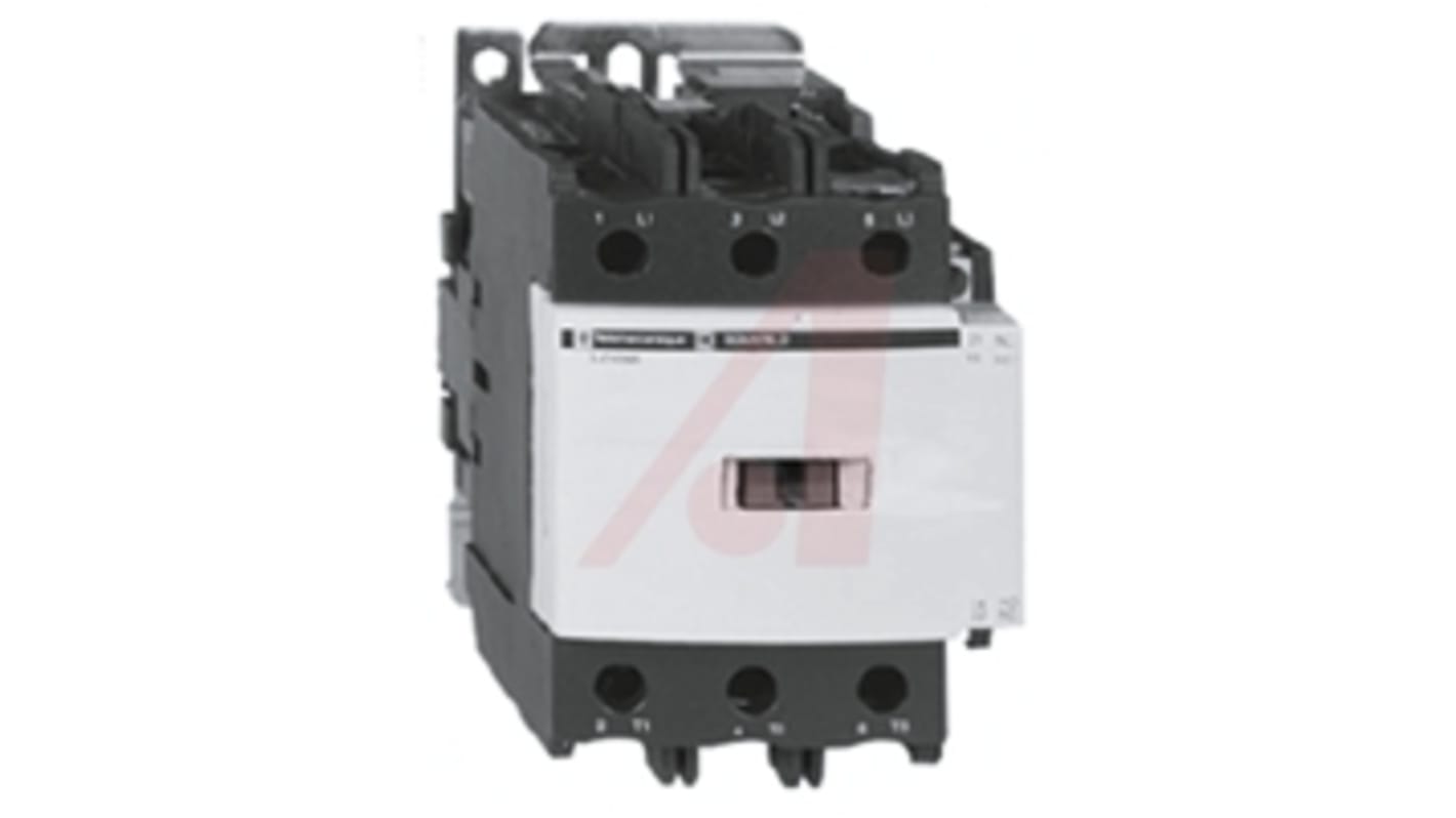 Contattore Schneider Electric LC1D806B7, 3 poli, 80 A, bobina 24 V c.a., montaggio su guida DIN, contatti ausiliari integrati.