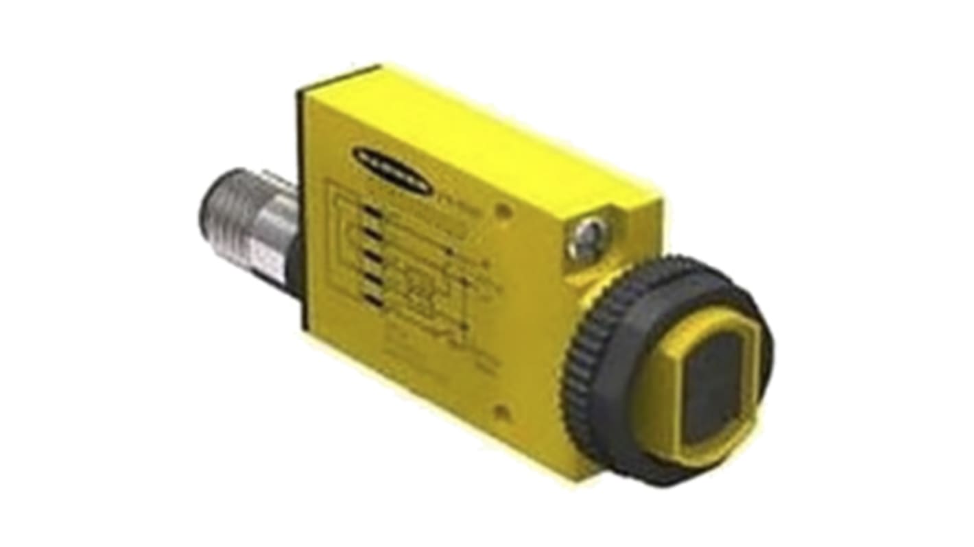 Sensore fotoelettrico rettangolare Banner SM312LVAGQD, rilevamento a 55 mm, uscita NPN/PNP, grado di protezione IP67.