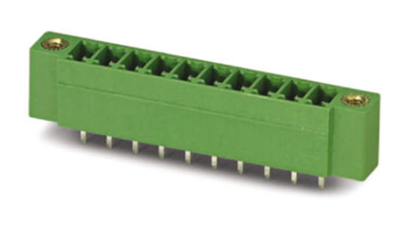 Connettore PCB Phoenix Contact 6 vie, passo 3,81mm - Cod. 1830635. Montaggio verticale per circuiti stampati, PBT verde resistente a -40°C/+100°C. Alta qualità e flessibilità progettuale.