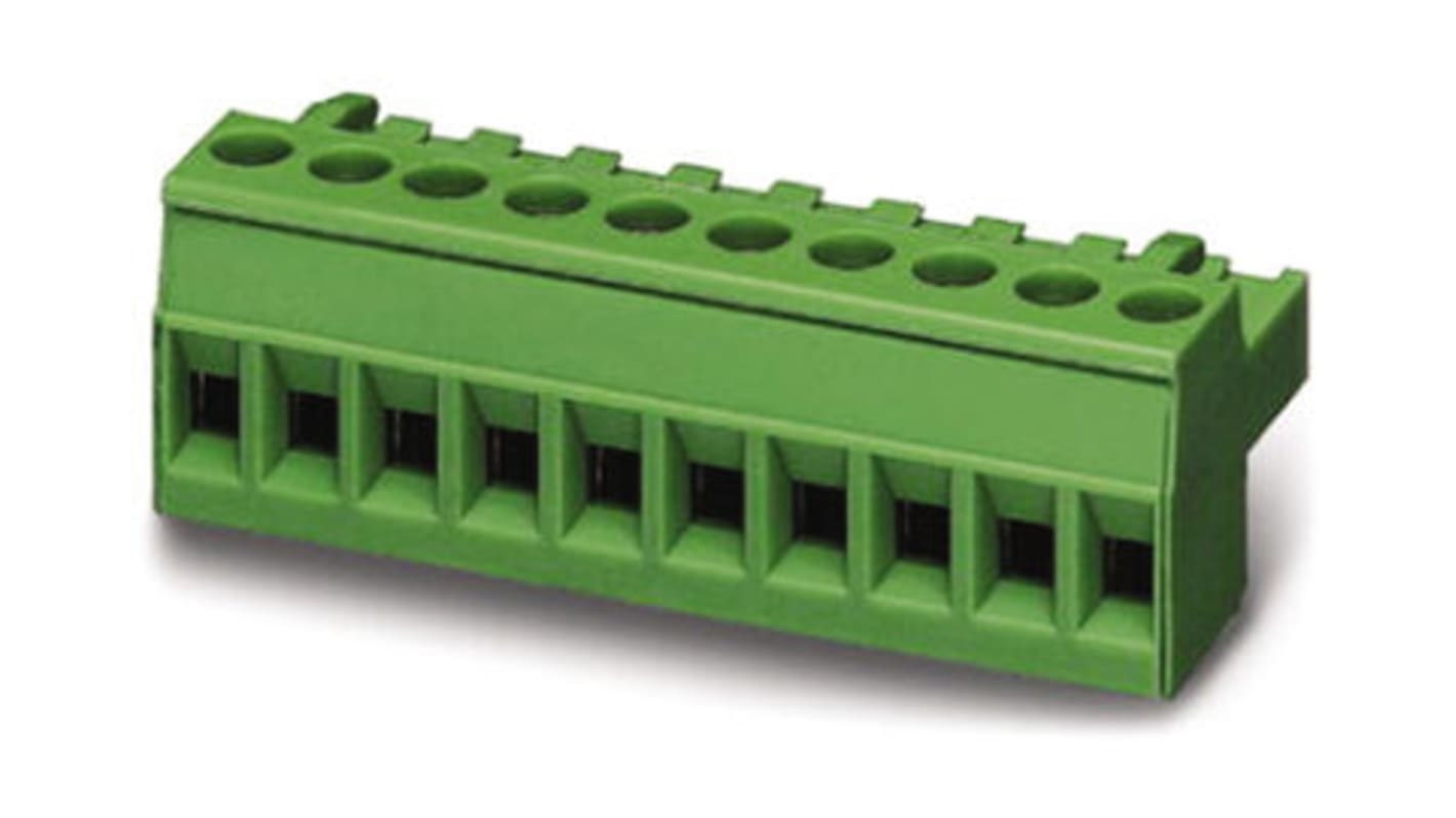 Connettore femmina Phoenix Contact 1779893 per circuito stampato, 8 vie, sezione 2,5mm², 12A, verde, passo 5mm. Ideale per applicazioni industriali.