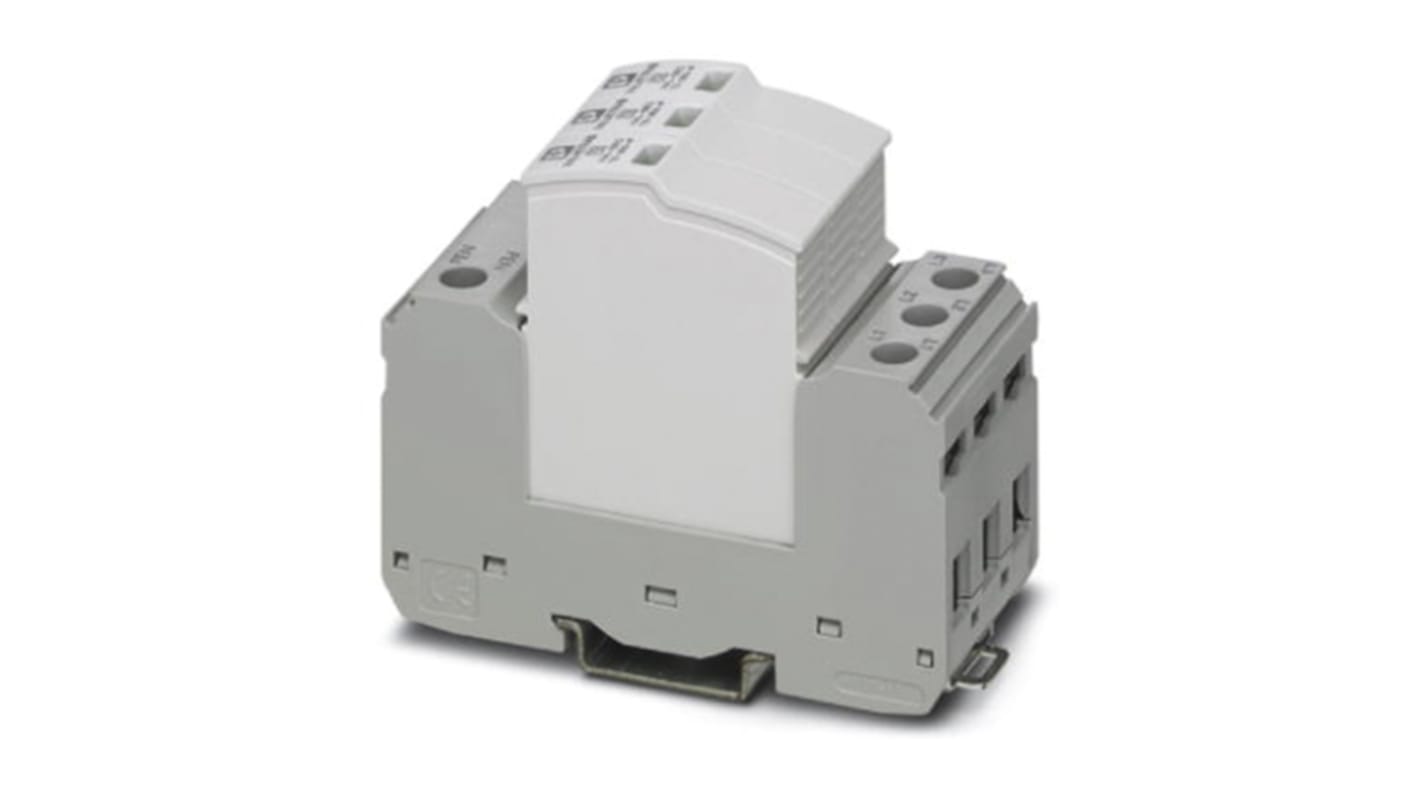 Phoenix Contact, limitatore di sovratensione trifase, 2 kV, 40 kA, montaggio a innesto, dimensioni 97,9 x 37,3 x 74,5 mm.