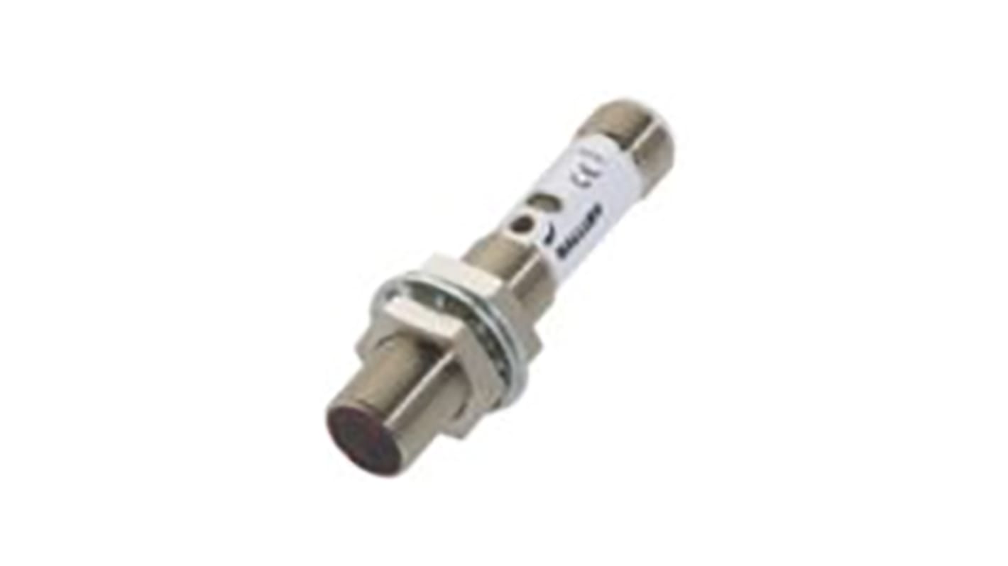 Sensore fotoelettrico cilindrico BALLUFF BOS 12M-X-RS10-S4, rilevamento fino a 8 m, montaggio su cavo, grado di protezione IP67.
