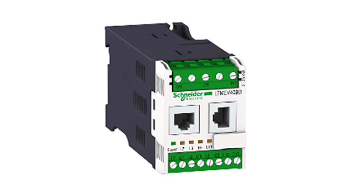Modulo di estensione Schneider Electric LTMEV40BD per contattori TeSys T, compatibile con guida DIN, progettato per installazioni professionali.