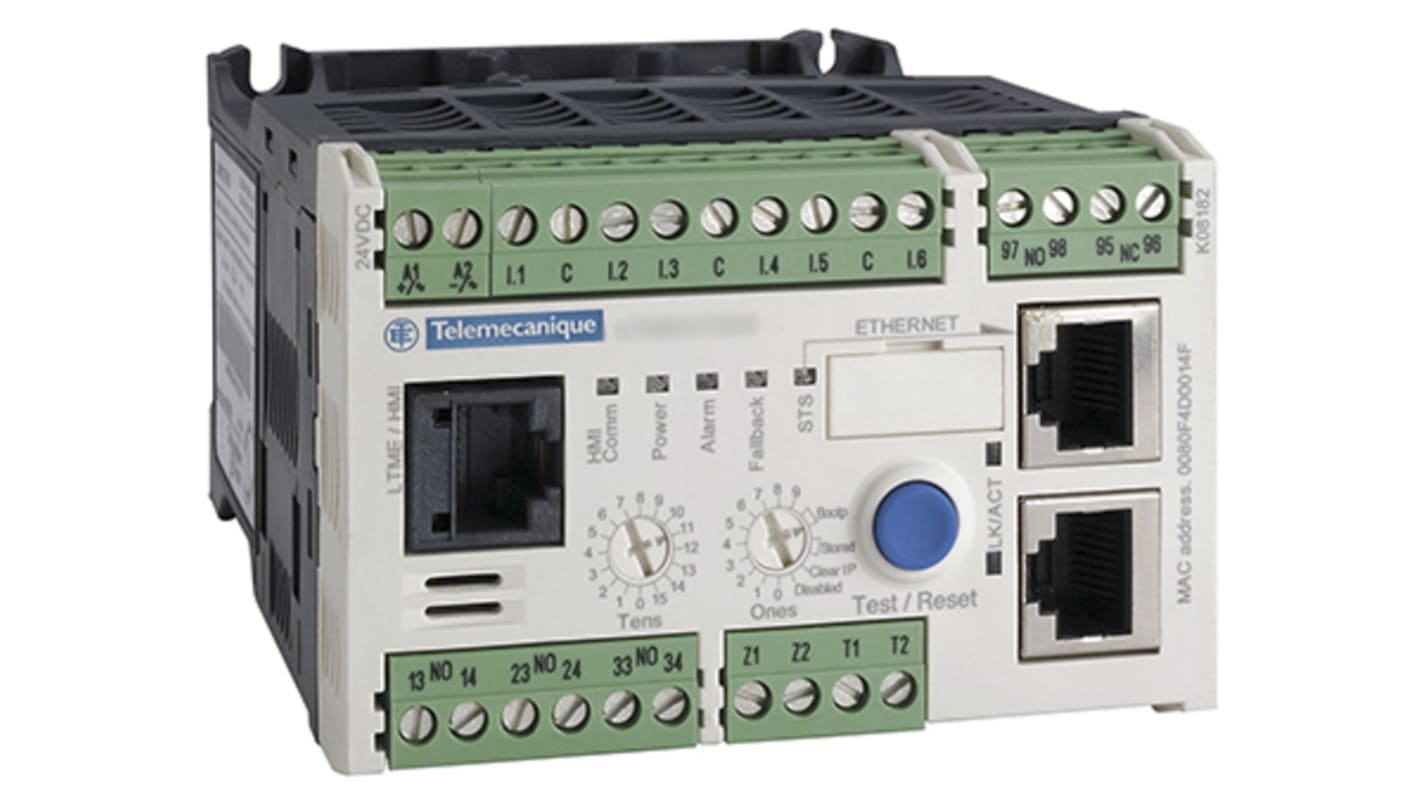 Controller motore Schneider Electric LTMR100EBD, serie TeSys T, montaggio su guida DIN per il controllo di motori elettrici.