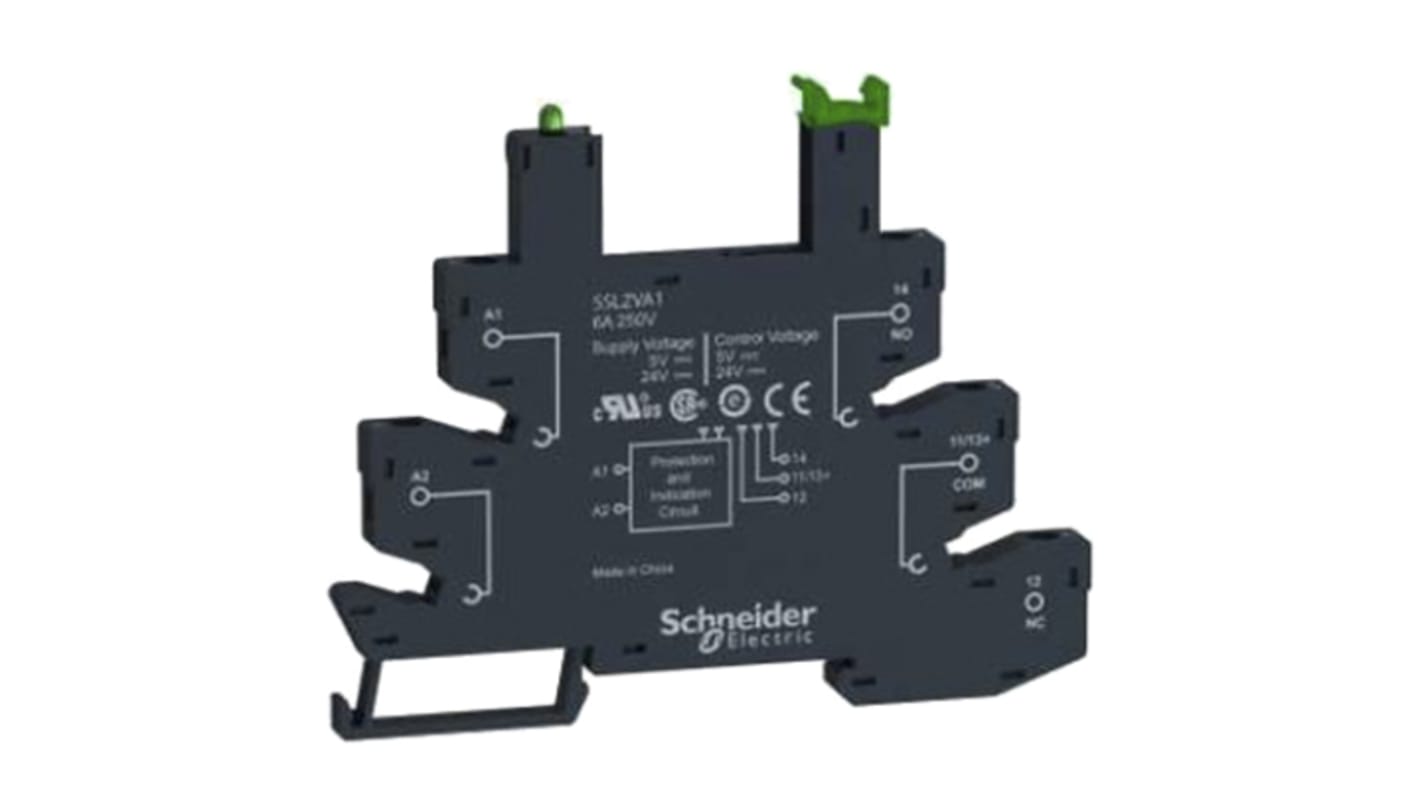 Kit di montaggio relè a stato solido Schneider Electric SSLZVA3, design compatto per montaggio su PCB o guida DIN.