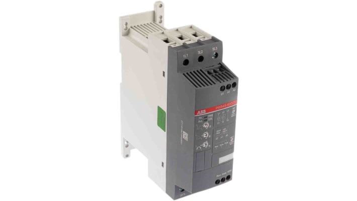 ABB 1SFA896111R7000, avviatore soft-start 3 fasi, 22 kW, 600 V, design compatto, dimensioni 153x54x187 mm.