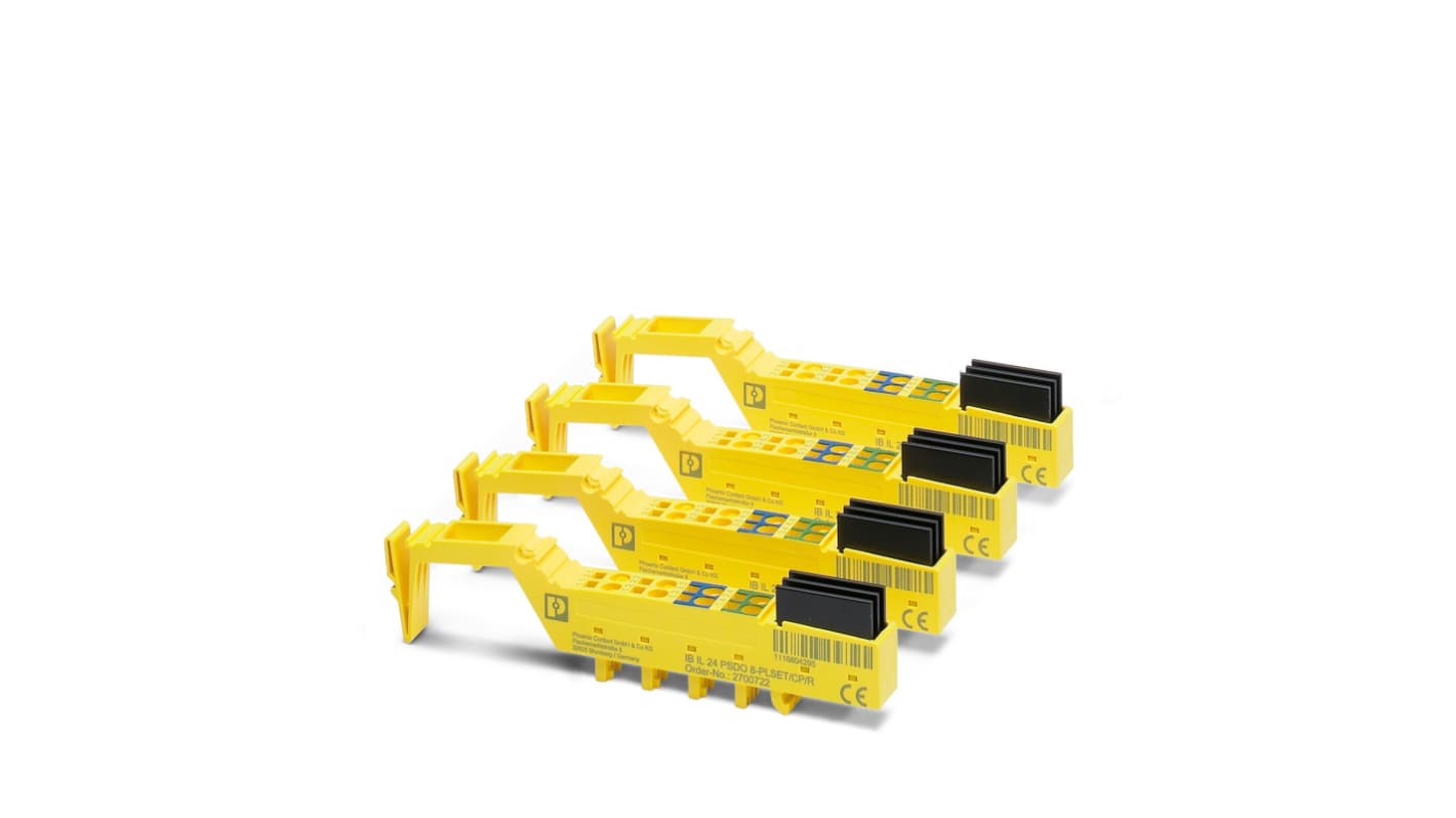 Connettore Phoenix Contact 2700722, IP20, set di quattro spine in linea con elettronica di scarica integrata, montaggio a gabbia a molla.