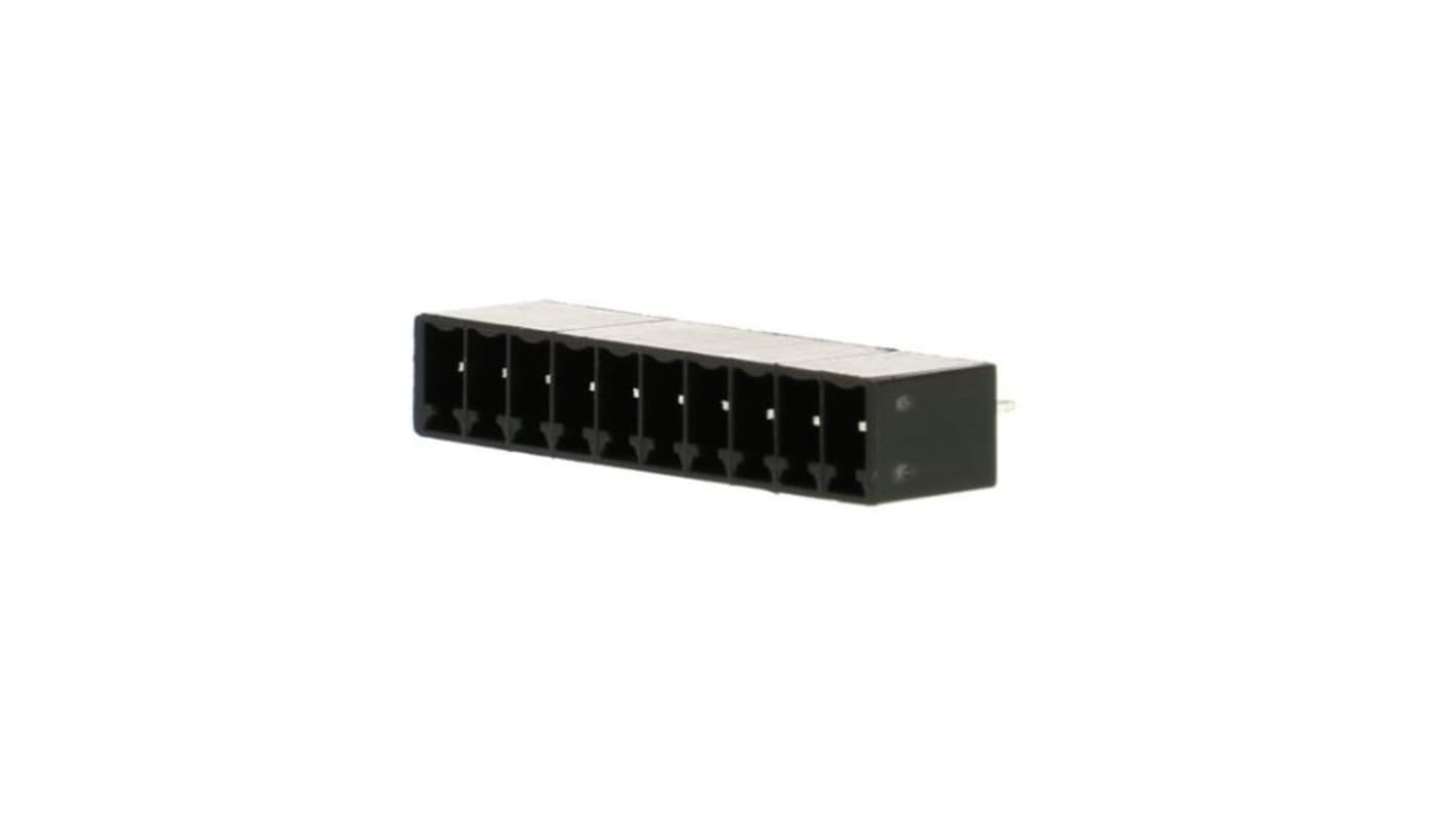 Connettore Euro header verticale Molex 395011010, 10 posizioni, passo 3,5 mm, montaggio con foro passante, conforme RoHS.