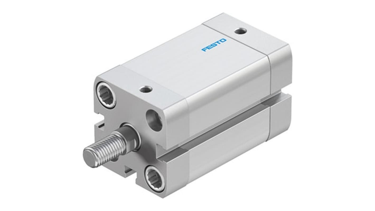 Cilindro pneumatico Festo ADN-25-35-A-PPS-A, doppio effetto, foro 25 mm, corsa 35 mm, collegamento M5, design robusto e ammortizzazione autoregolante.