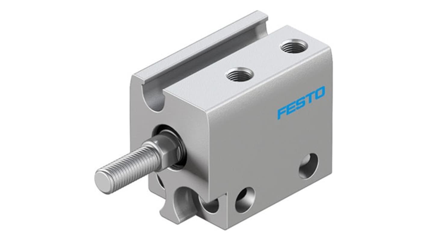 Cilindro pneumatico Festo ADN-S-6-5-A-F1A, doppio effetto, foro 6mm, corsa 5mm, design compatto per spazi ristretti.