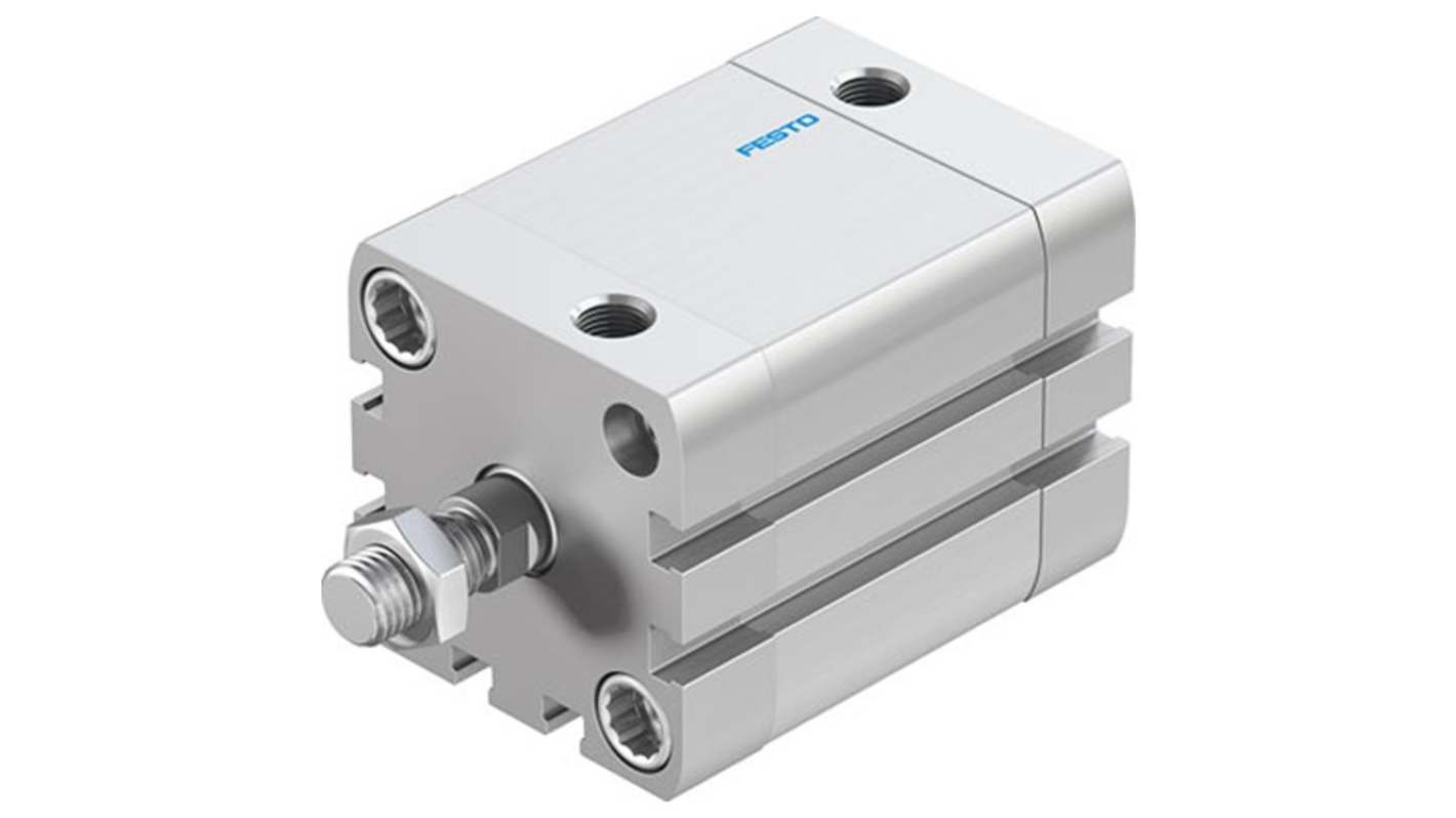 Cilindro pneumatico Festo ADN-40-35-A-PPS-A, doppio effetto, foro 40mm, corsa 35mm, montaggio versatile, conforme RoHS.