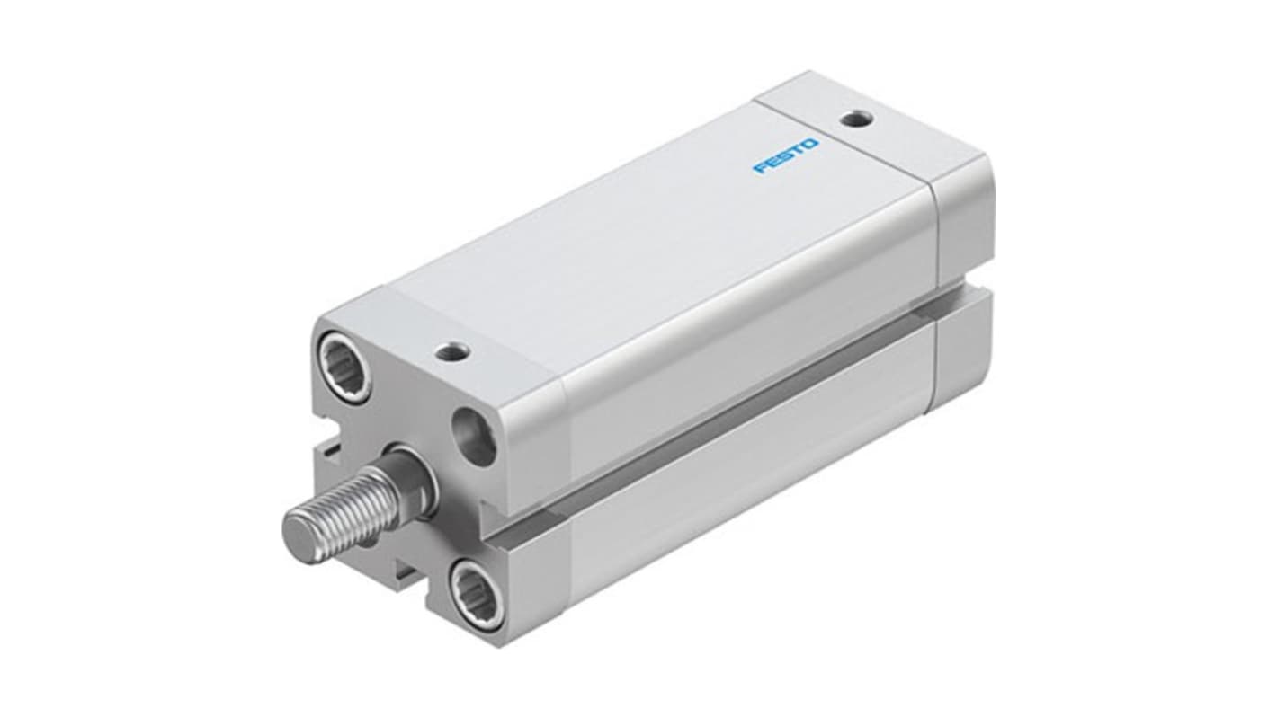 Cilindro pneumatico compatto Festo ADN-25-80-A-P-A, doppio effetto, foro 25 mm, corsa 80 mm, montaggio flessibile, conforme RoHS.